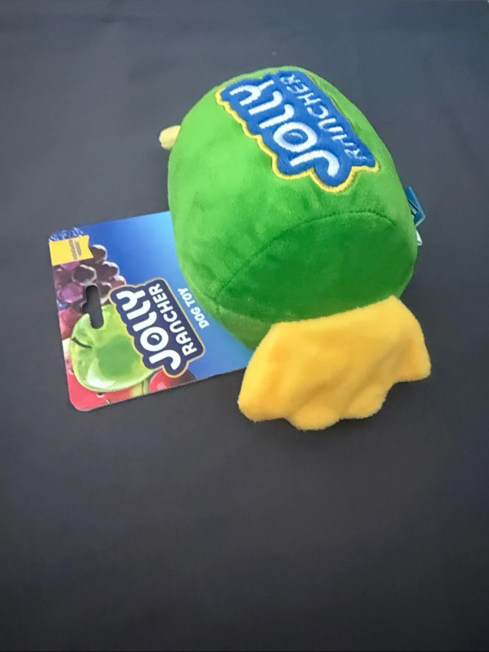 Jolly rancher plush dog toy, squeaker inside